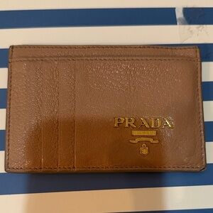 Prada Tan Leather Card Holder